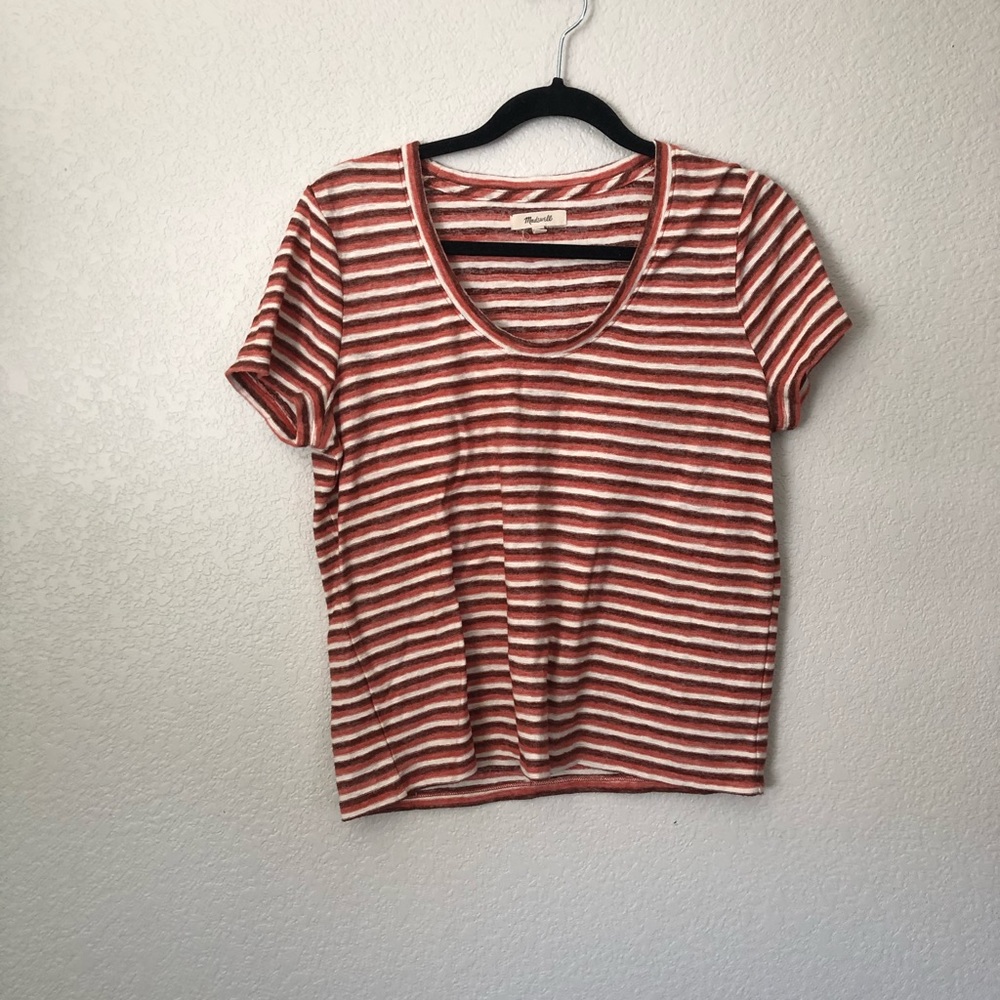 Scoop neck striped t